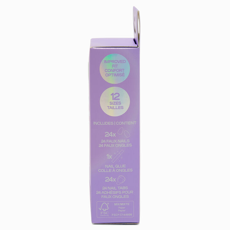 Purple Galaxy Long Almond Vegan Faux Nail Set - 24 Pack,