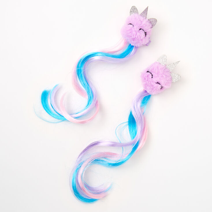 Claire's Club Unicorn Pom Faux In Extensions - 2 Pack | US