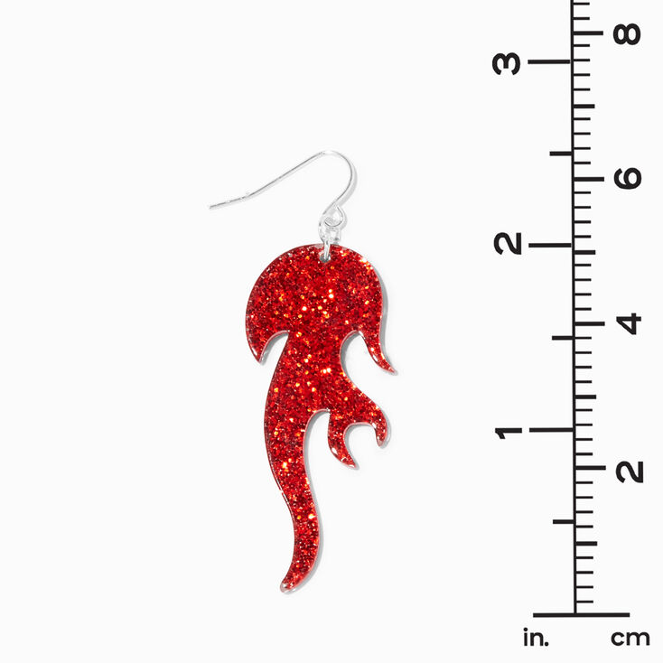 Red Glitter Flames 2&quot; Drop Earrings,