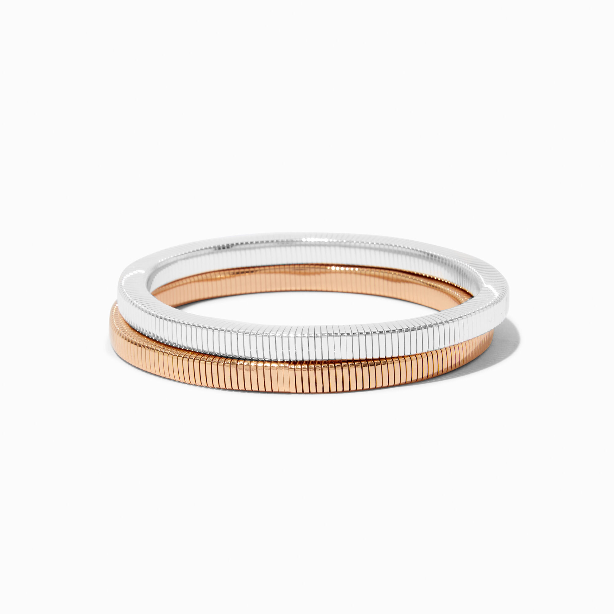 Mixed Metal Spring Bangle Bracelets 2 Pack Claire s