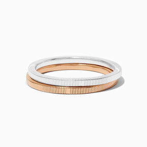 Bracelets fins bangle ressort en m&eacute;taux mixtes - Lot de 2,