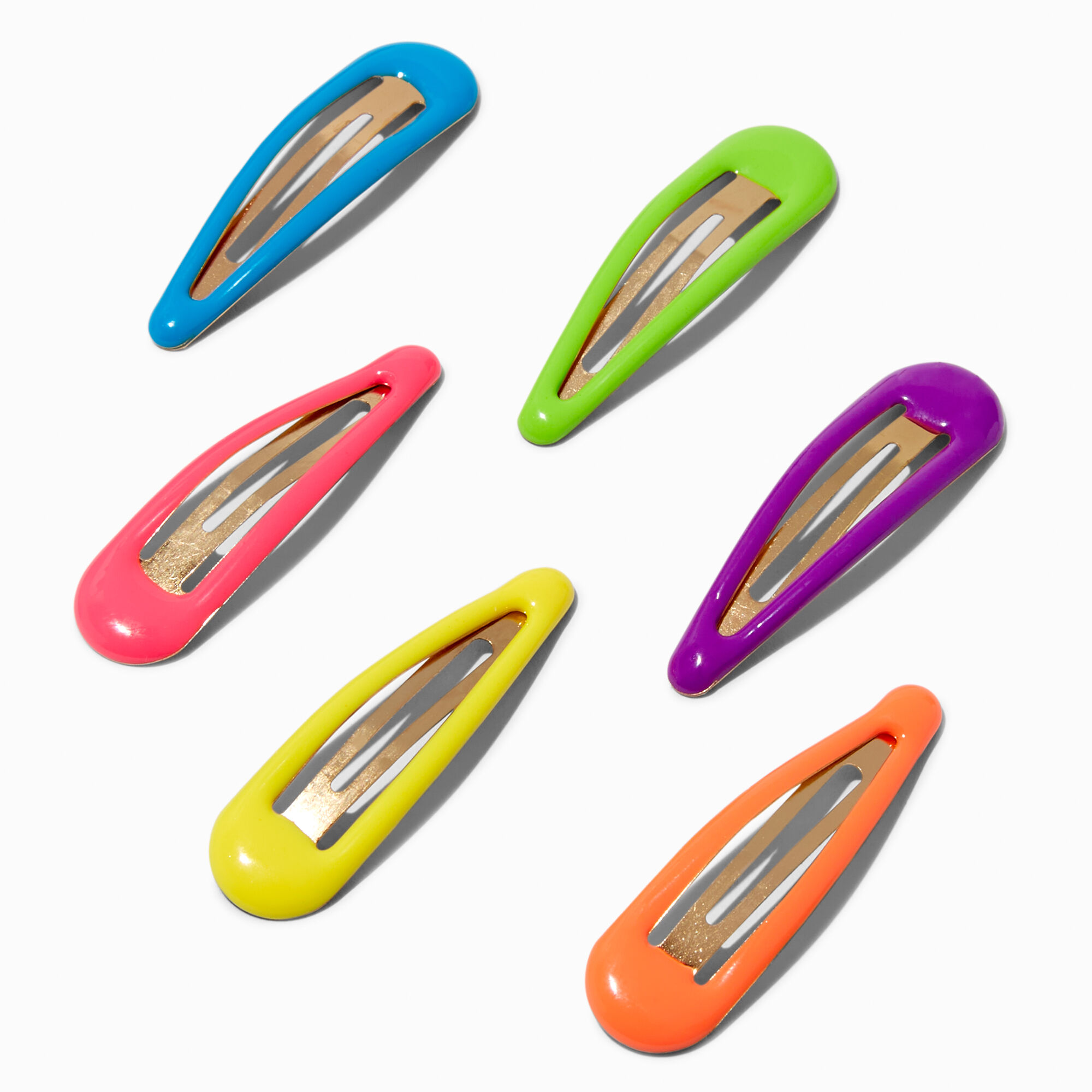 View Claires Club Neon Snap Hair Clips 6 Pack Rainbow information