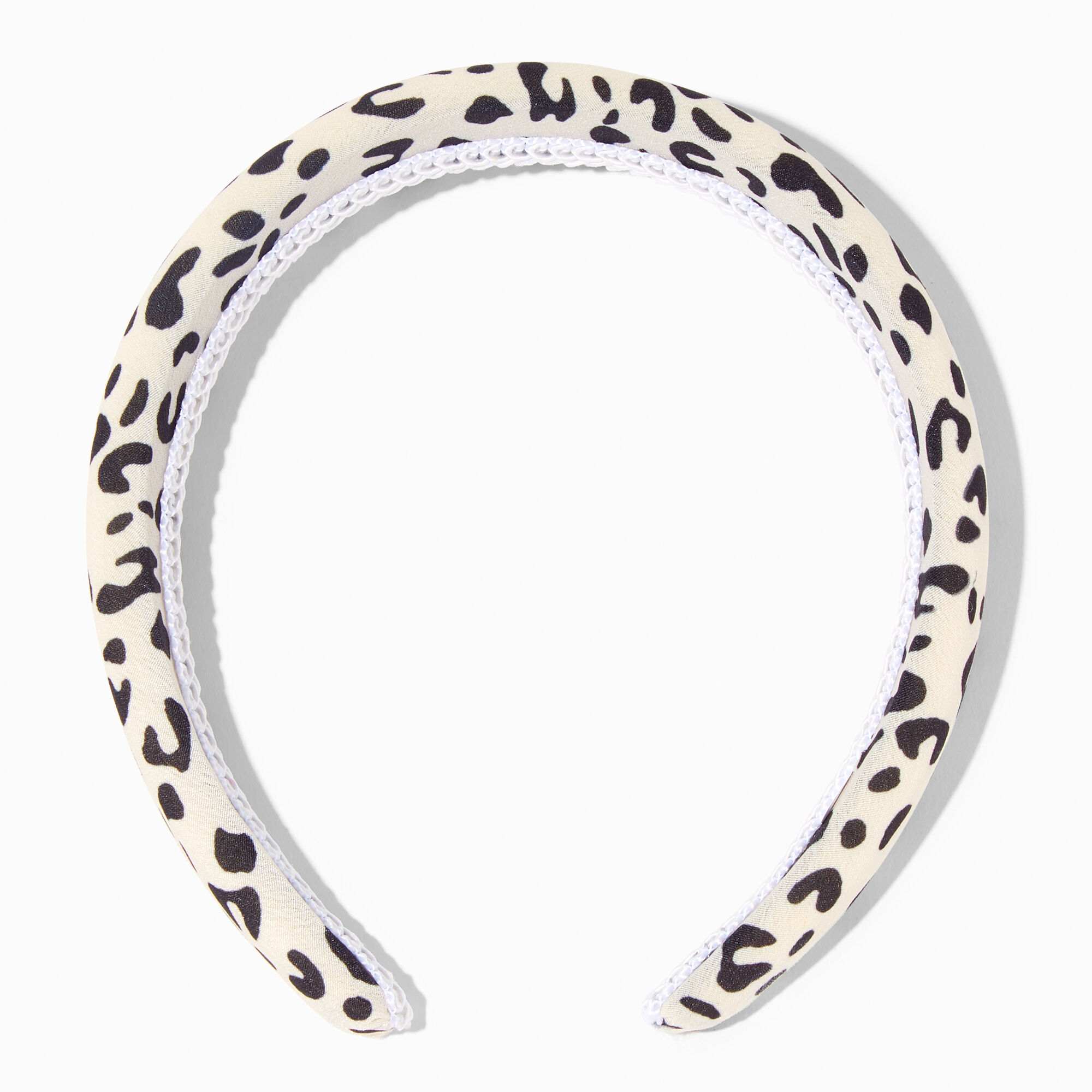 Cream Animal Print Puffy Headband,