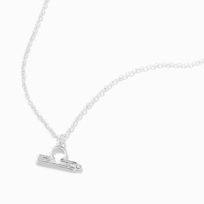 Silver Crystal Zodiac Symbol Pendant Necklace - Libra,