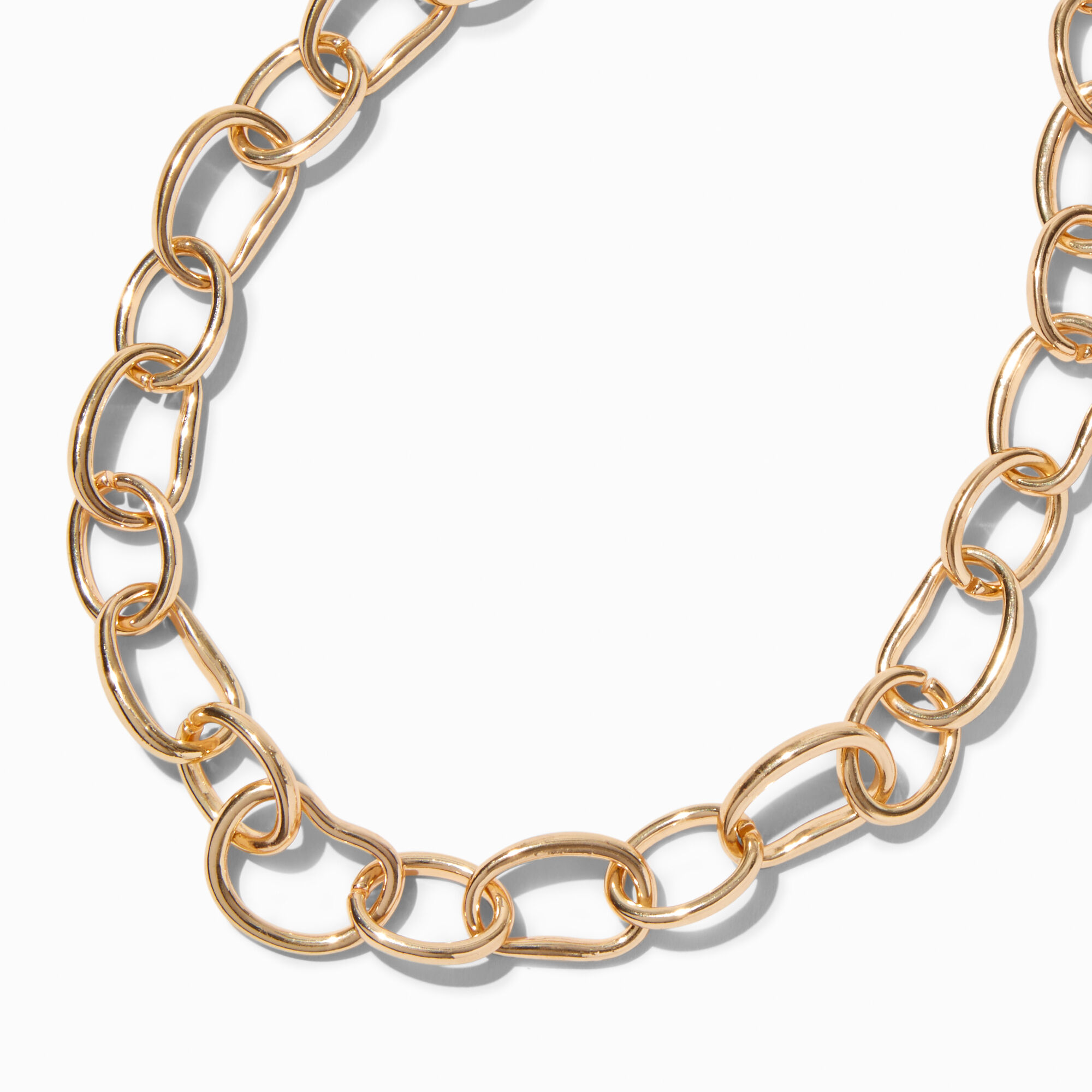 View Claires Tone Chunky Organic Chain Necklace Gold information