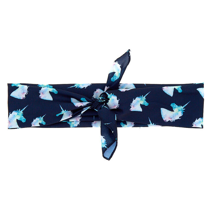 Bandeau bandana bleu marine licorne r&ecirc;veuse,