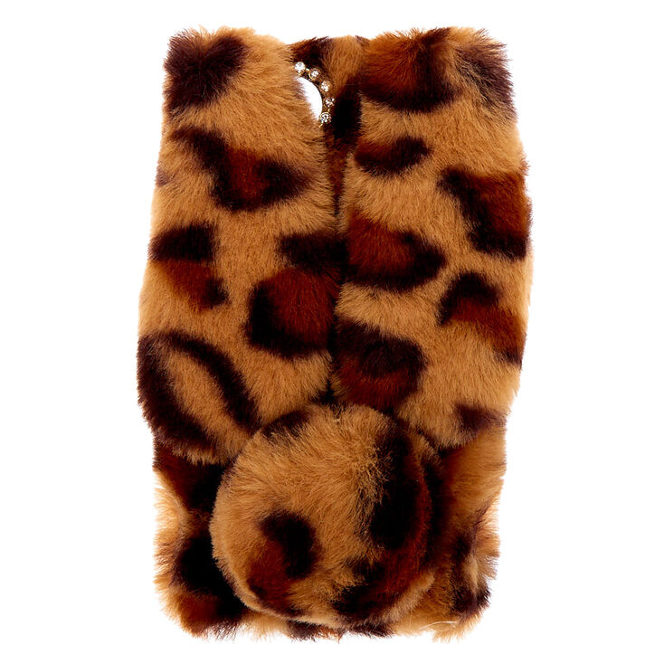 Claire's Coque de portable lapin en fausse fourrure imprimé léopard - Compatible avec iPhone 6/7/8