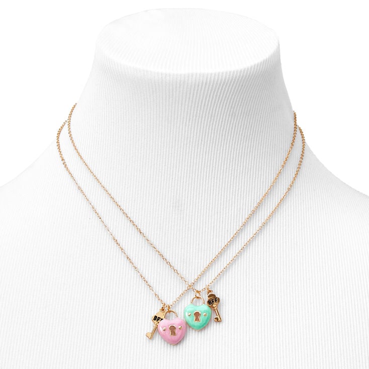 Best Friends Lock &amp; Key Pendant Necklaces - 2 Pack,