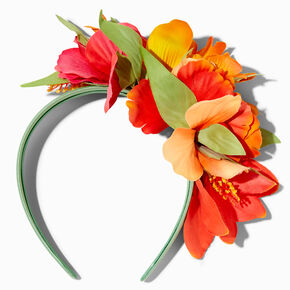 Orange &amp; Red Hibiscus Flower Headband,