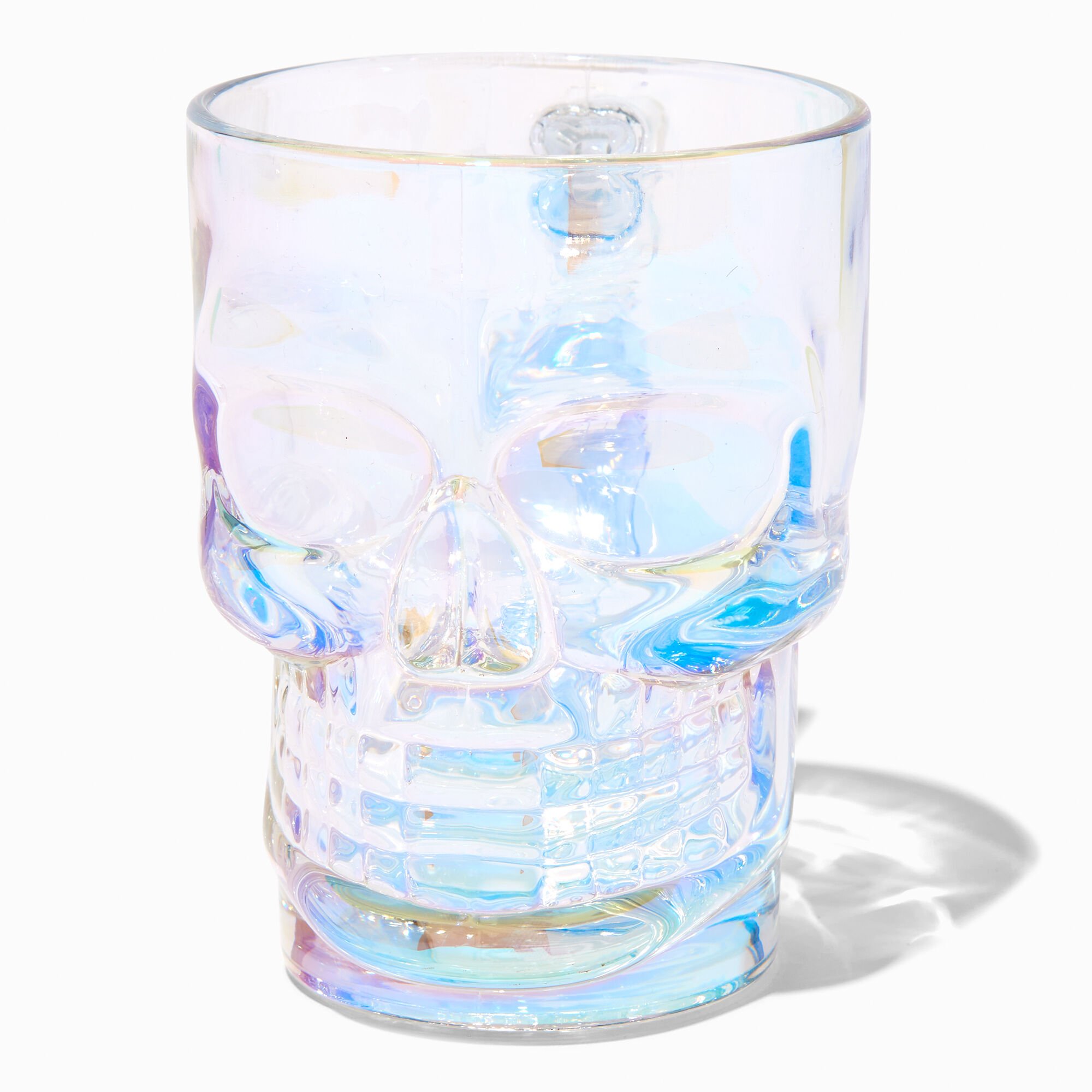 View Claires Iridescent Skull Glass Mug information