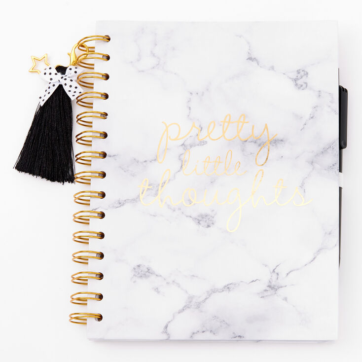 Carnet effet marbr&eacute; &laquo;&nbsp;Pretty Little Thoughts&nbsp;&raquo; - Blanc,