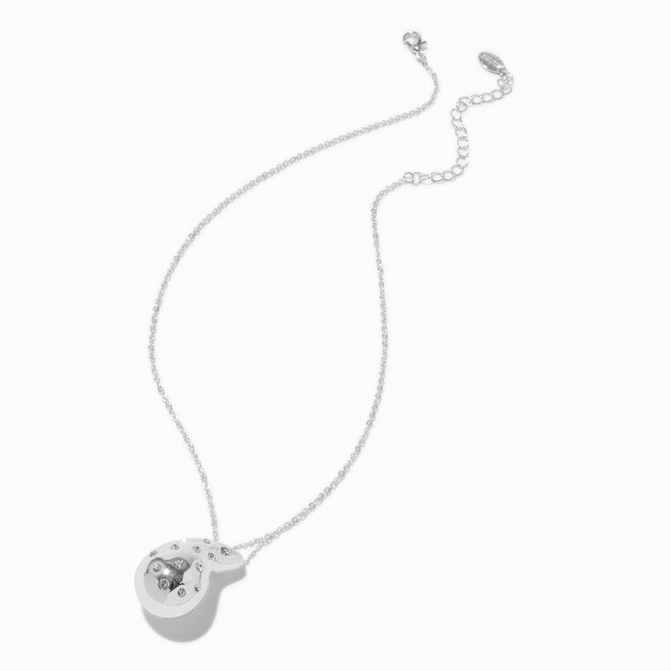 Silver-tone Crystal Studded Bubble Teardrop Pendant Necklace,