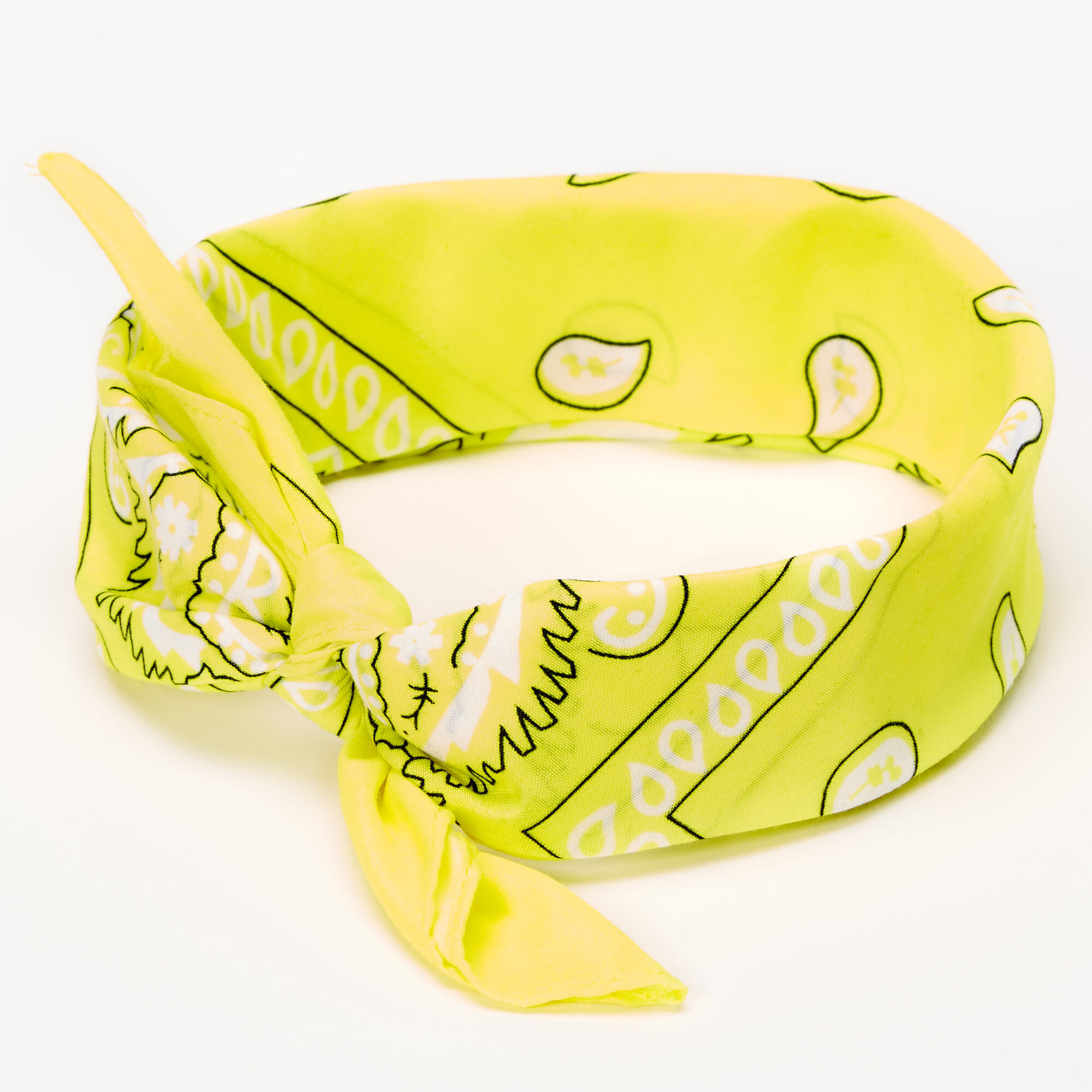 Paisley Bandana Headwrap - Neon Yellow | Claire's