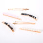 Rose Gold Beaded Tortoiseshell Hair Pins - Pink, 6 Pack,