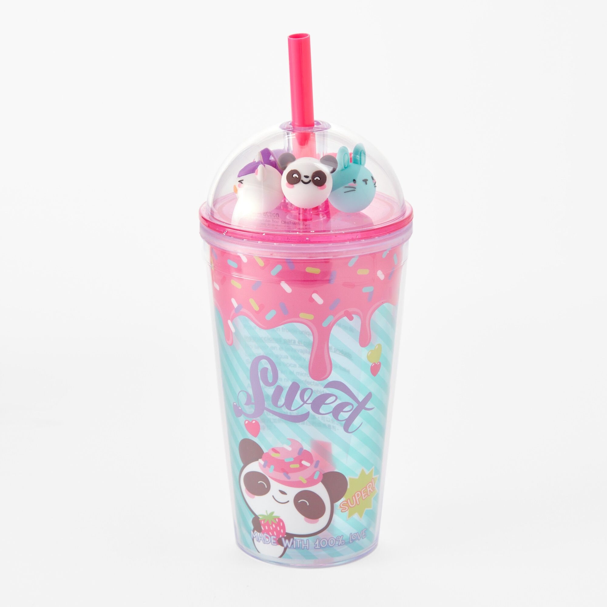 Claire's Mini gobelet desserts et petits animaux en 3D - Rose