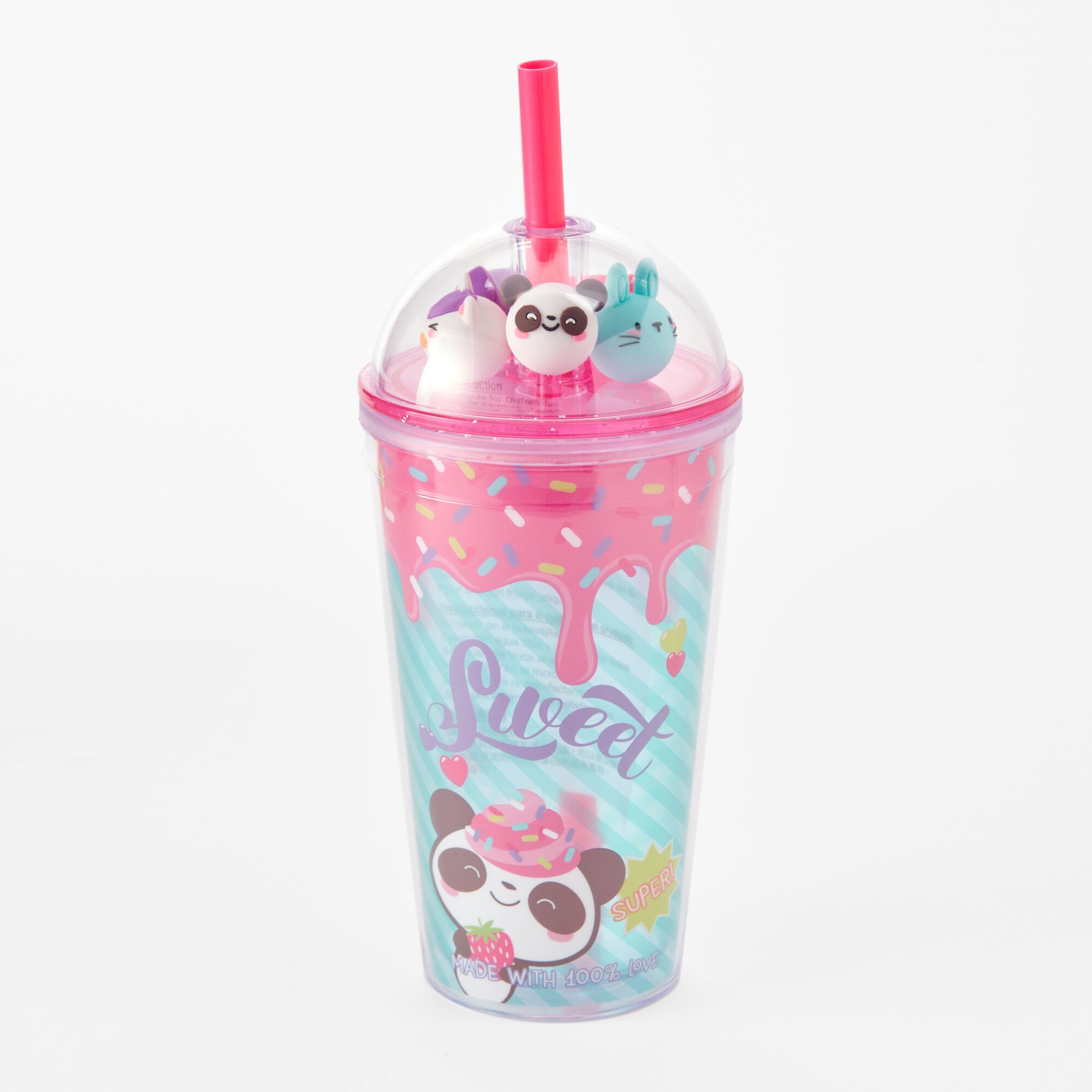 Claire's Mini gobelet desserts et petits animaux en 3D - Rose