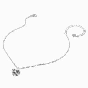 Claire&#39;s Club Clear Heart Silver-tone Necklace,