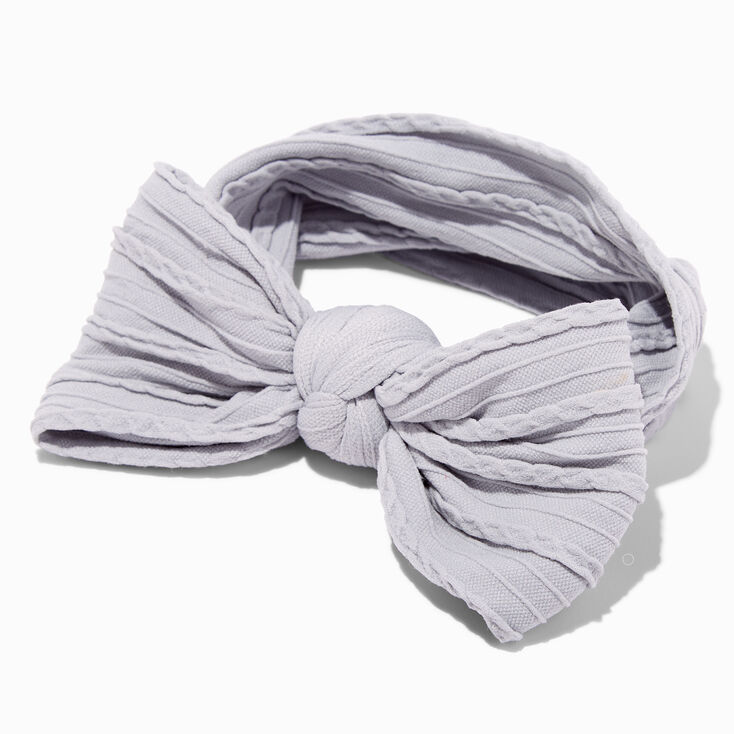 Claire&#39;s Club Nylon Ribbed Bow Headwrap - Grey,