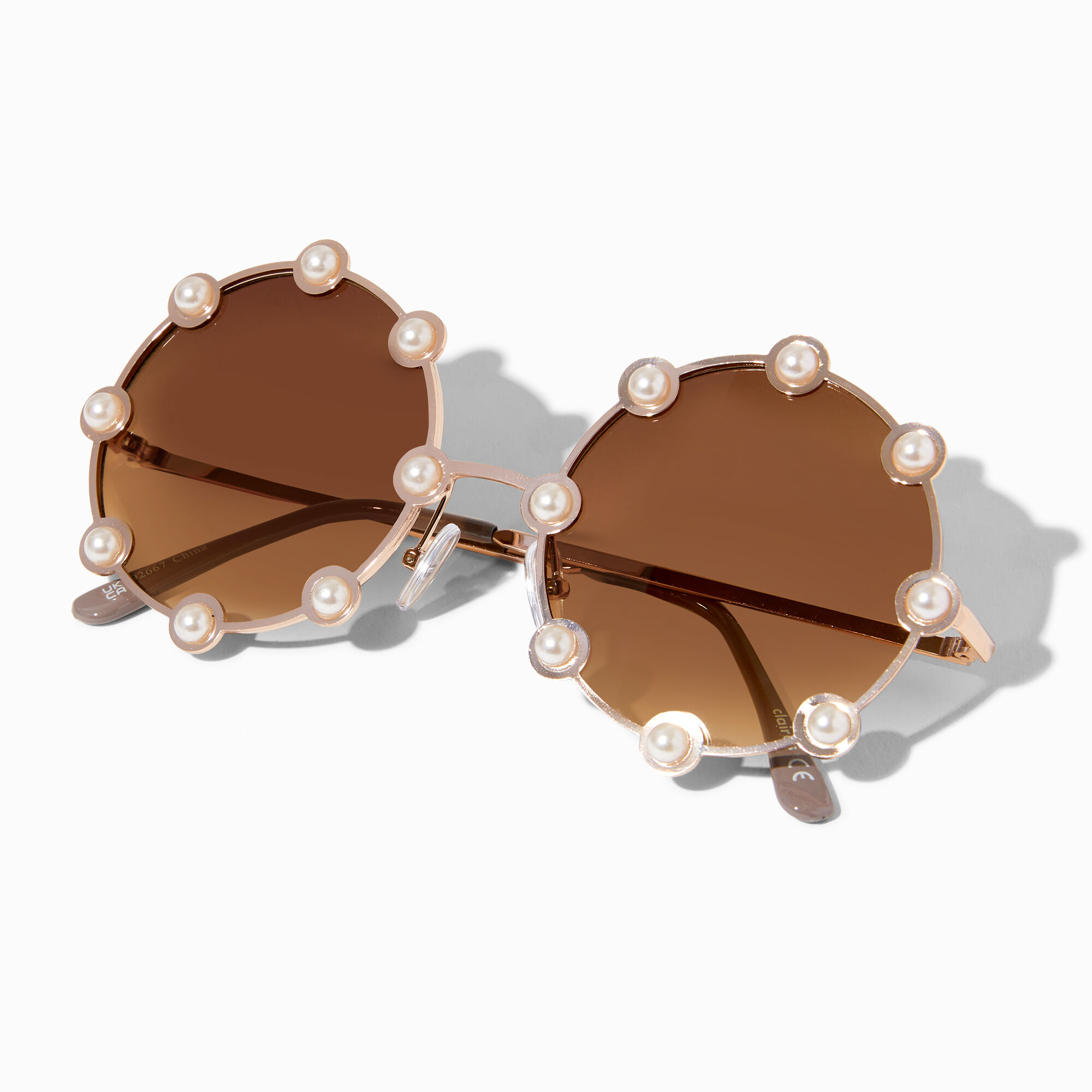 Round online pearl sunglasses