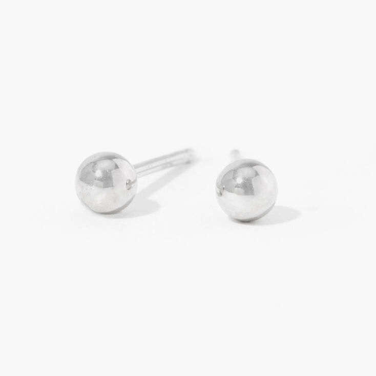 Kit de piercing d&#39;oreilles avec clous d&rsquo;oreilles boule 3 mm or 9 carats plaqu&eacute; rhodium avec lotion de soin,