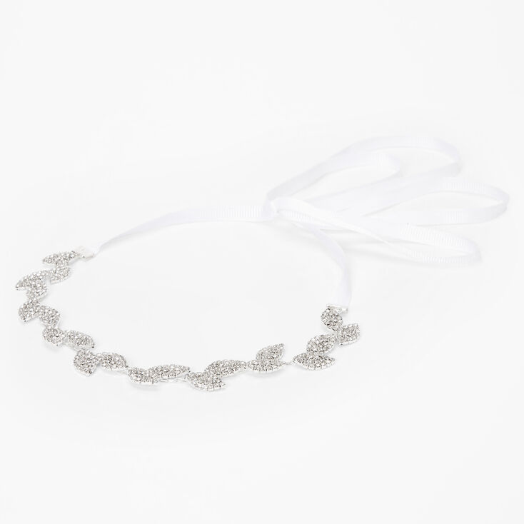 Silver Faux Rhinestone Leaf Headwrap,