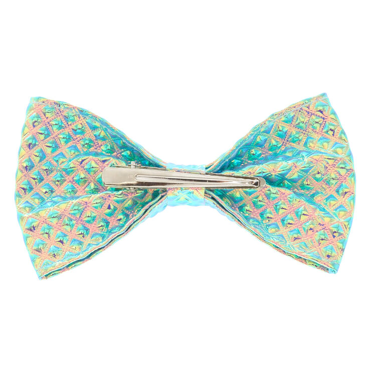 Holographic Diamond Stamped Bow Hair Clip,
