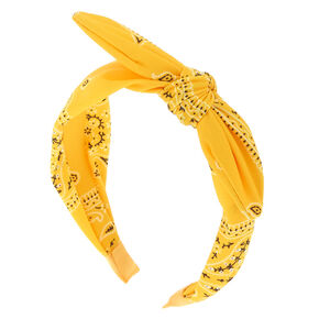 Serre-t&ecirc;te &agrave; n&oelig;ud nou&eacute; style bandana jaune moutarde,