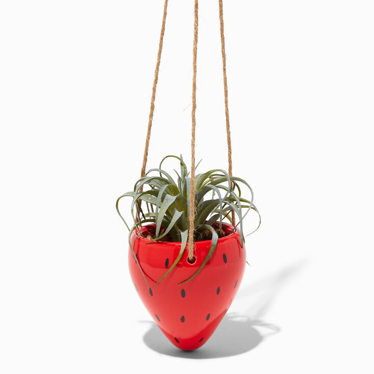 Hanging Strawberry Planter With Faux Succulent Plant,