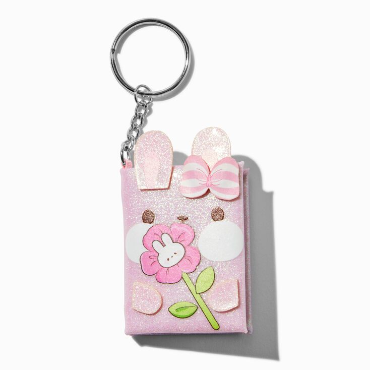 Porte-cl&eacute;s mini carnet lapin rose,