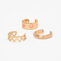 Gold Open Hearts Ear Cuffs - 3 Pack,