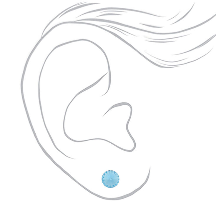 Sterling Silver 6MM Swarovski&reg; Stone Stud Earrings - Baby Blue,