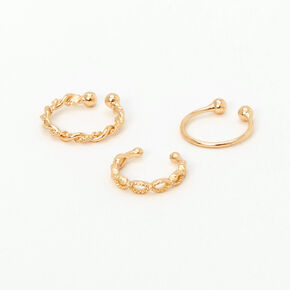 Gold Braided Hoop Faux Nose Rings - 3 Pack,