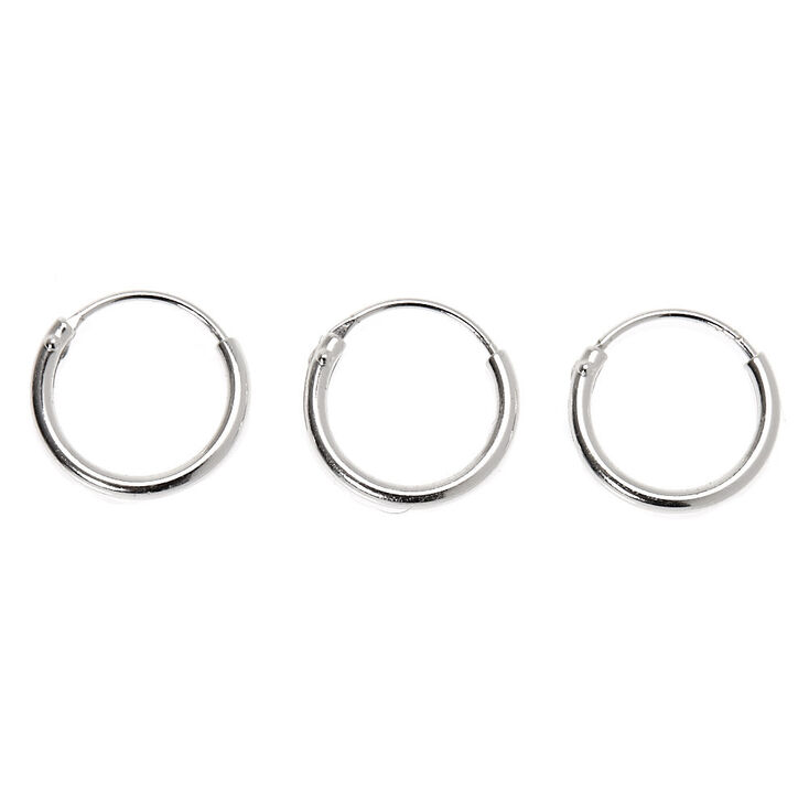 Sterling Silver 22G Cartilage Snap Hoop Earrings - 3 Pack | Claire's