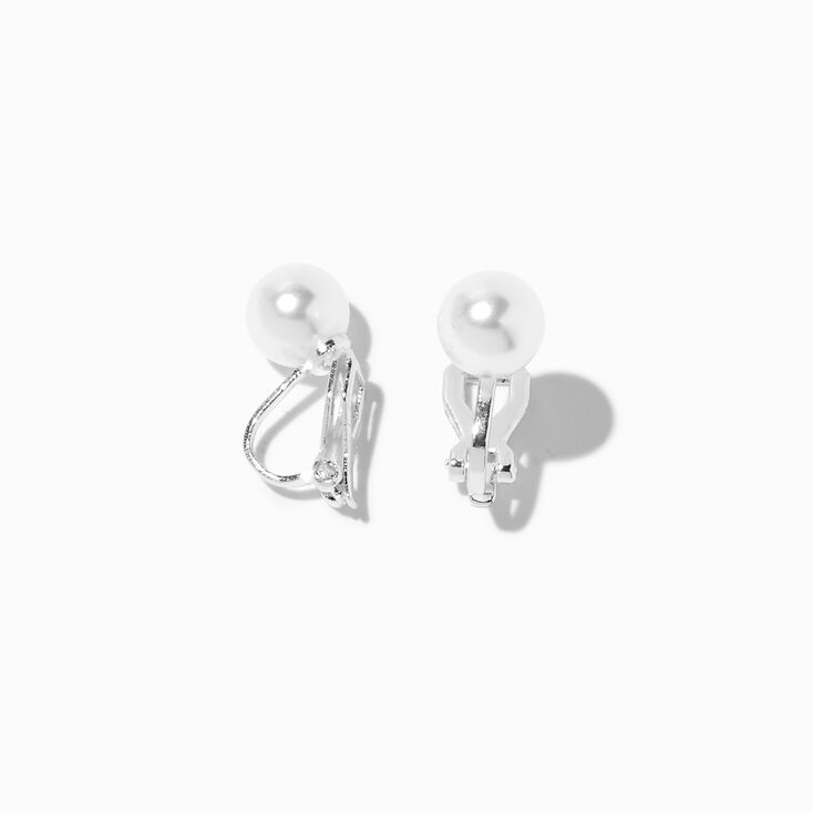 Silver 8MM Pearl Clip-On Earrings,