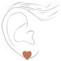 Rose Gold Glitter Heart Stud Earrings,