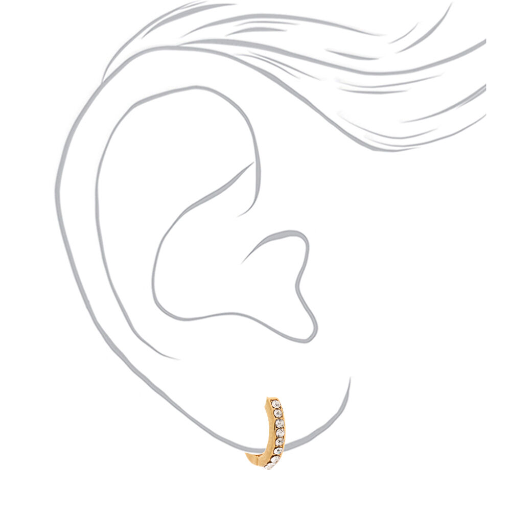 18kt Gold Plated 10MM Embellished Hoop Earrings,
