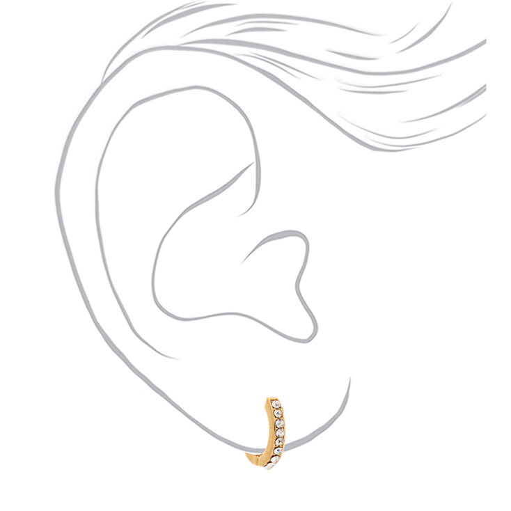 18kt Gold Plated 10MM Embellished Hoop Earrings,