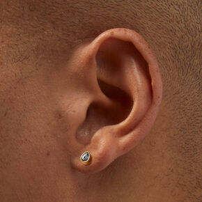 C LUXE by Claire&#39;s Gold-tone Titanium Cubic Zirconia Bezel Teardrop Flat Back Stud Earrings,