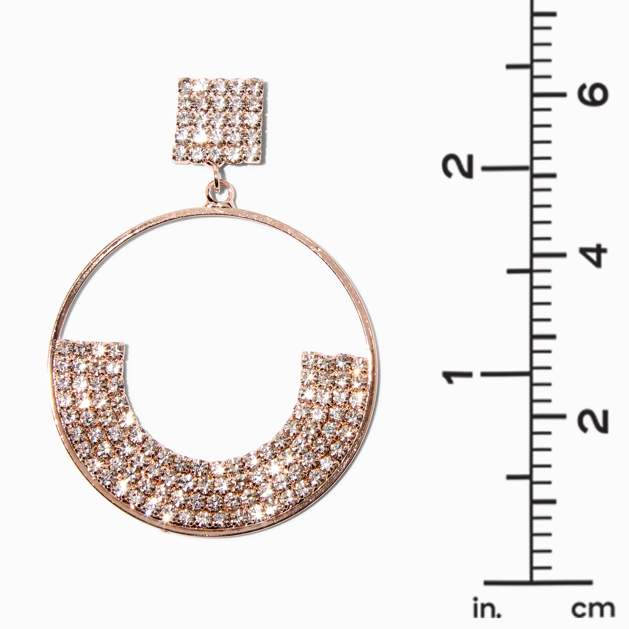 Rose Gold 2.5" Crystal Pavé Smile Drop Earrings,