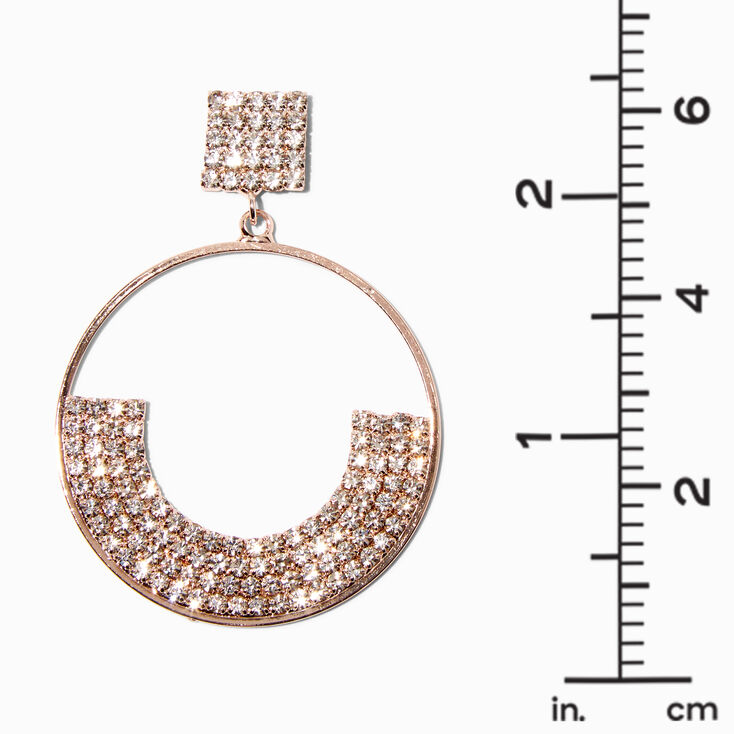 Rose Gold 2.5&quot; Crystal Pav&eacute; Smile Drop Earrings,