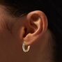 Gold-tone Baguette Crystal Clicker Hoop Earrings ,