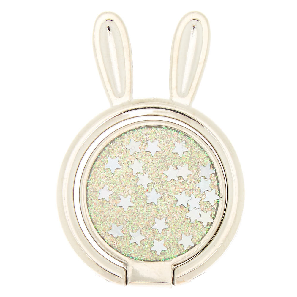 Silver Glitter Bunny Ring Stand,
