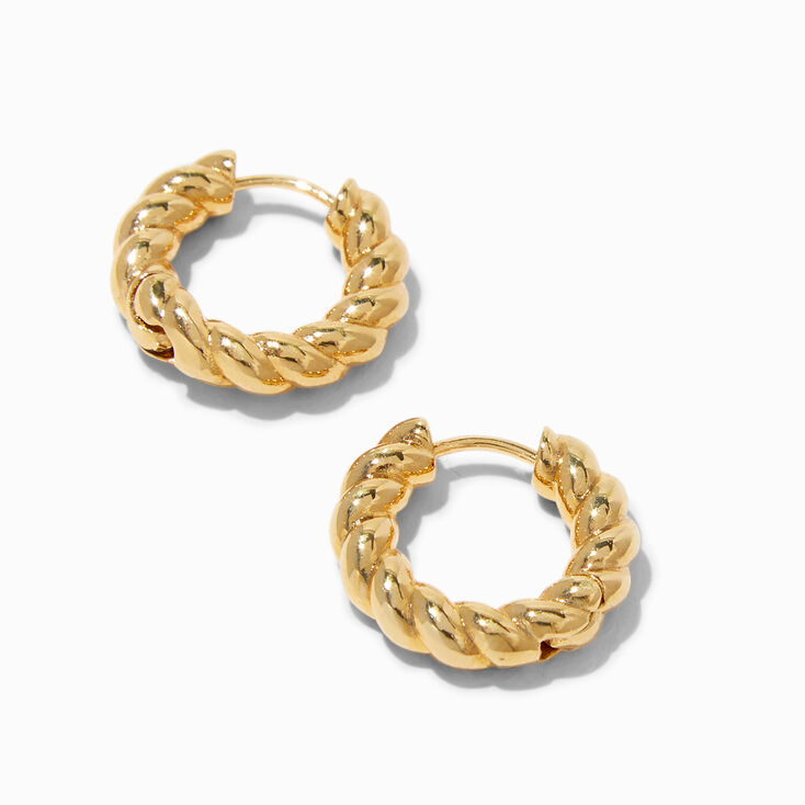C LUXE by Claire&#39;s 18kt Gold Plated 12mm Twisted Clicker Hoop Earrings,