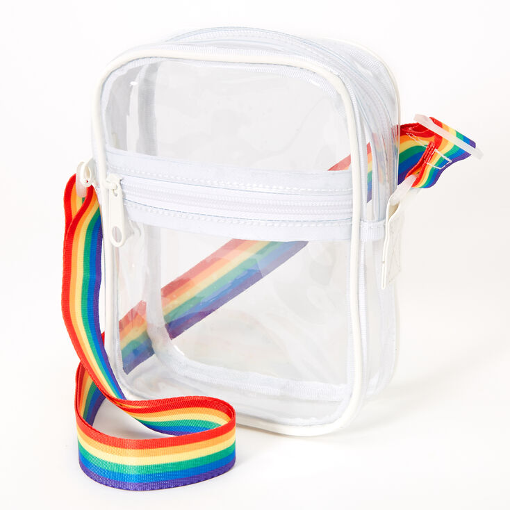 Transparent Rainbow Strap Crossbody Bag - Clear | Claire's US