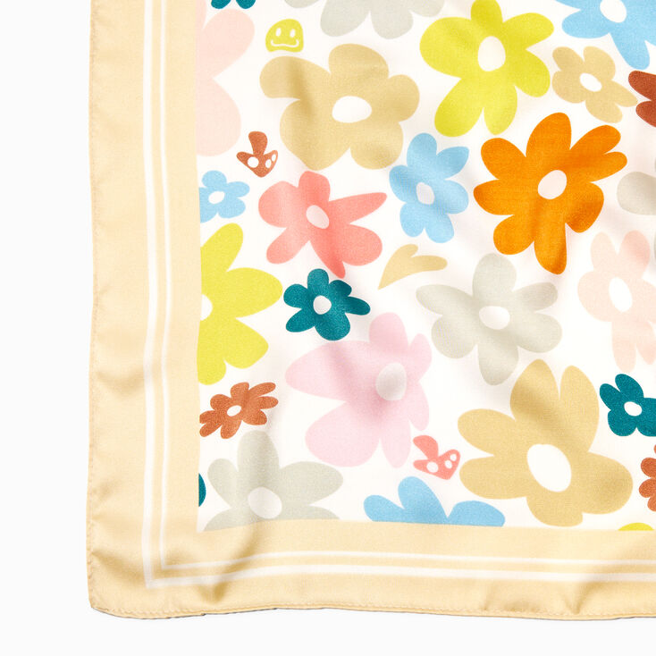 Retro Floral Square Scarf,
