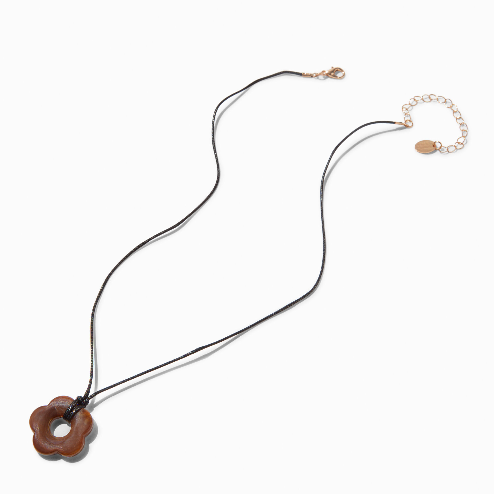 Brown Daisy Cord Pendant Necklace,