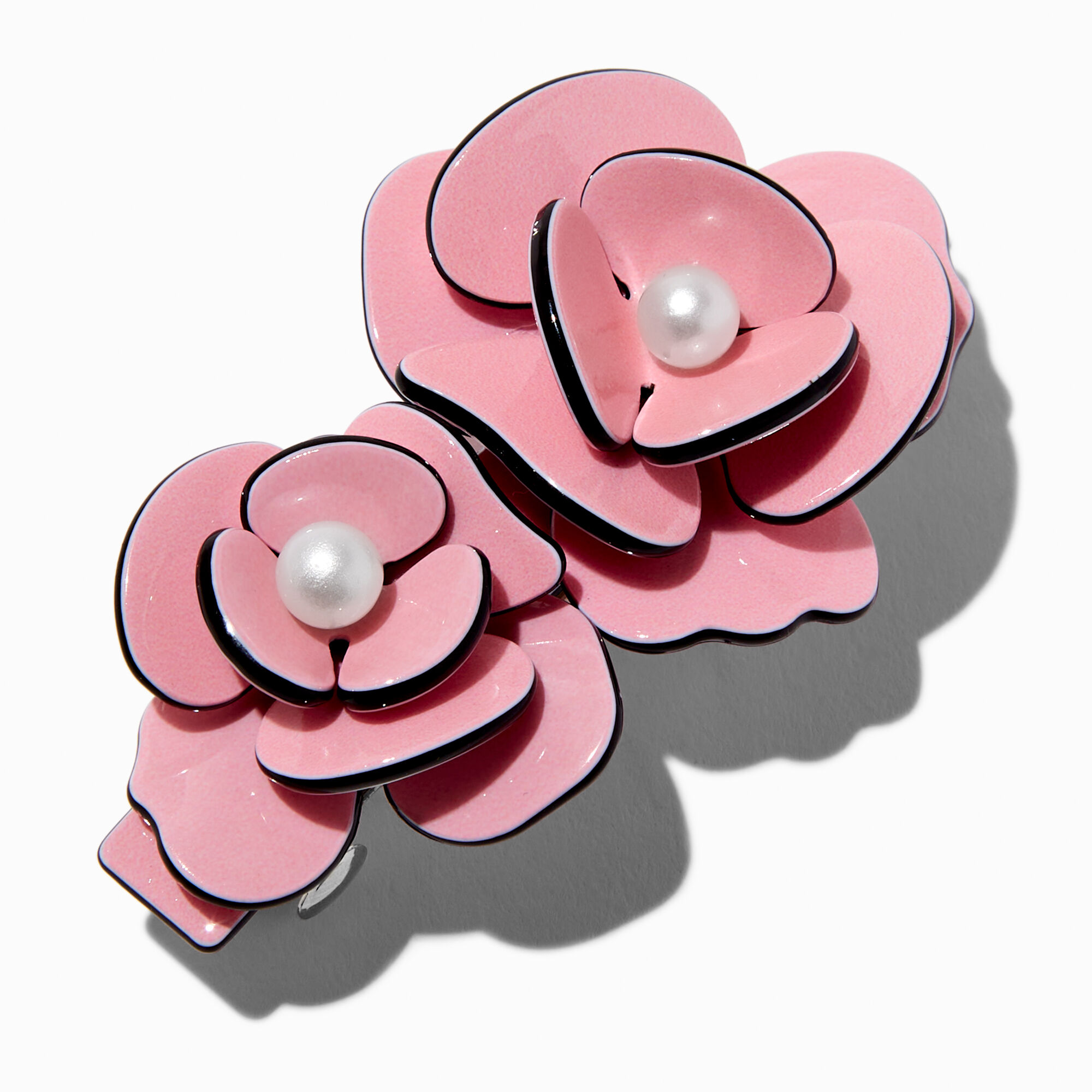 View Claires Roses Pearl Embellished Hair Clips 2 Pack Pink information