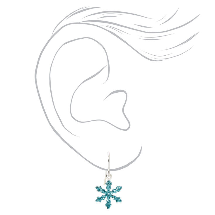 Silver 0.75&quot; Giltter Snowflake Drop Earrings - 3 Pack,