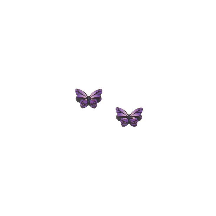 Butterfly Stud Earrings - Purple,
