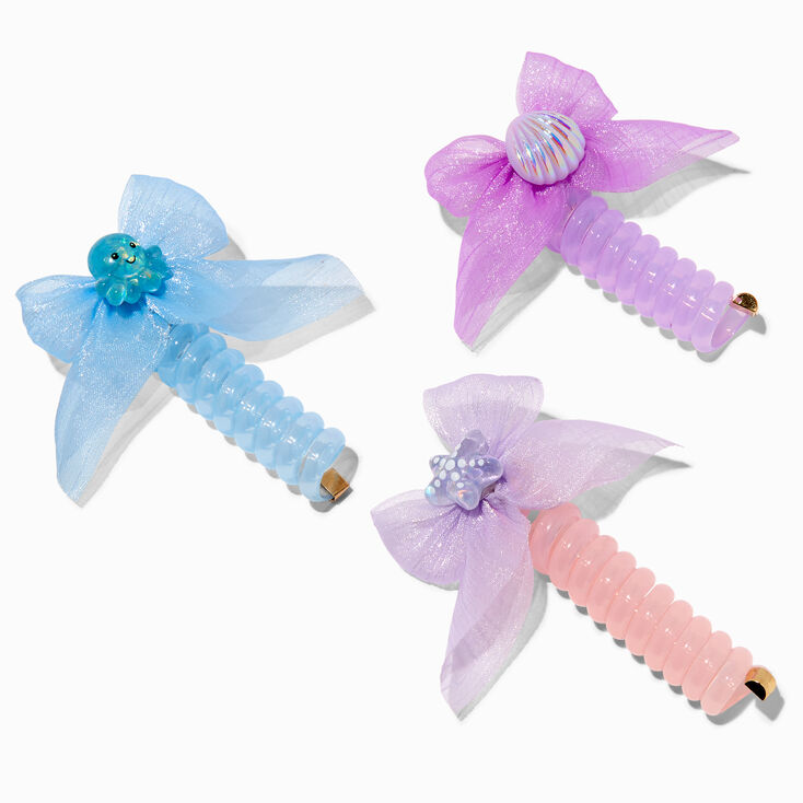 Claire&#39;s Club Sea Life Wrapped Bow Hair Ties - 3 Pack,